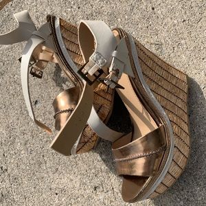 Gold, cream wedges in good used condition
